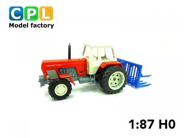 Set Traktor Fortschritt ZT303 mit Doppelbereifung und Silogabel T301 rot / blau
